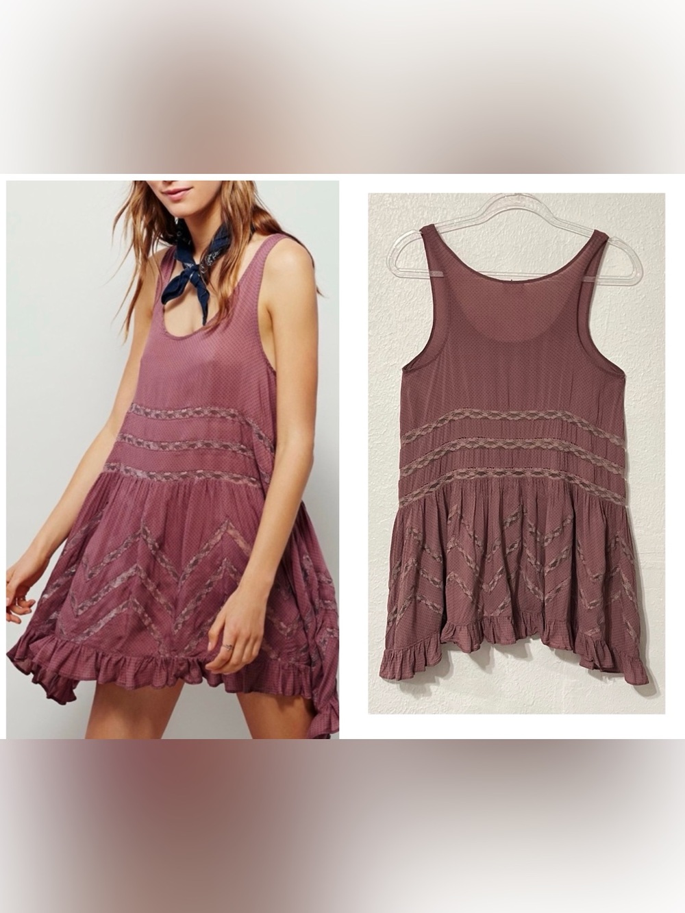 Free People Intimately Voile and Lace Trapeze Slip Swing Romantic Intimate